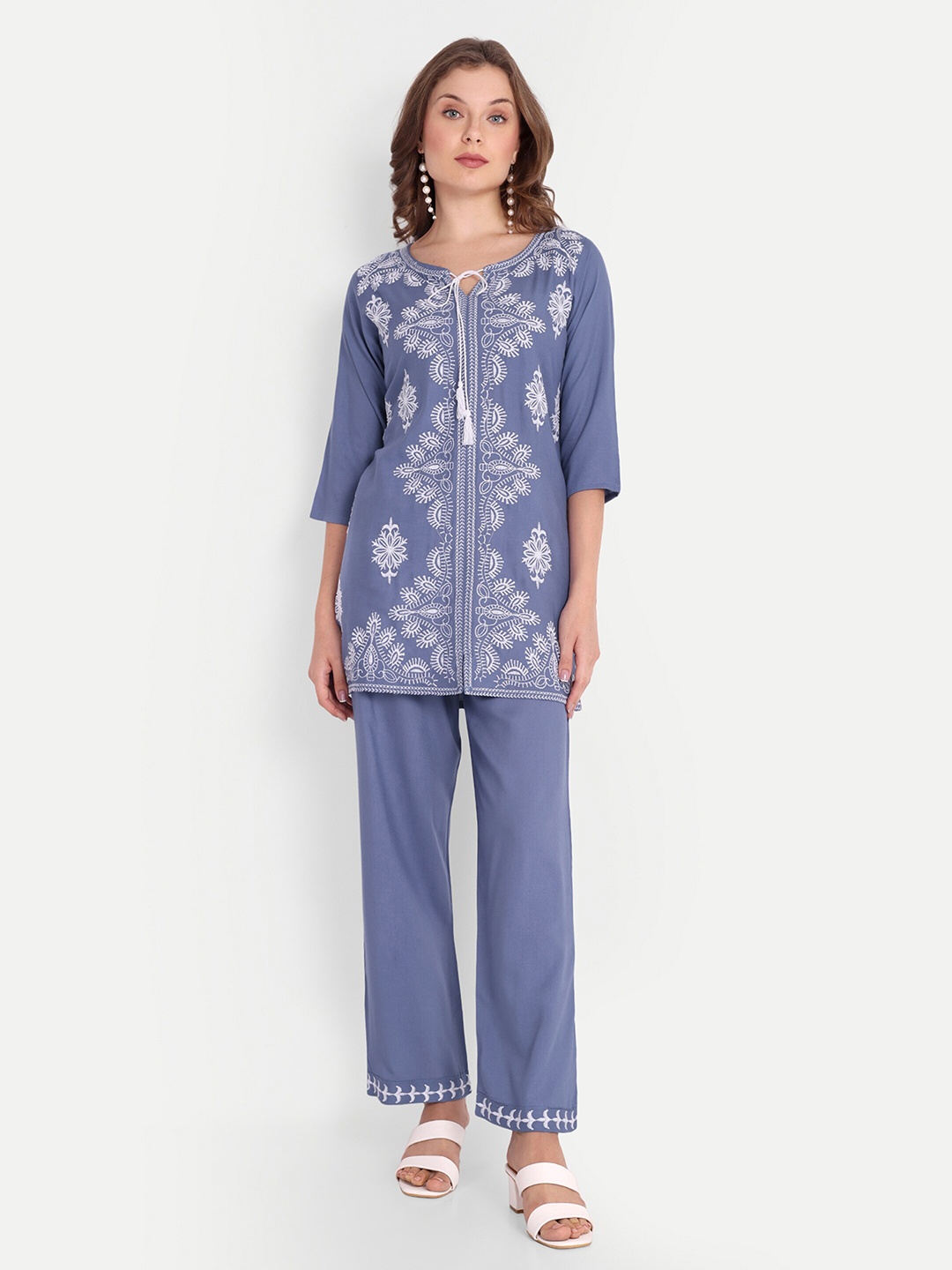

FNOCKS Women Top with Trousers, Grey