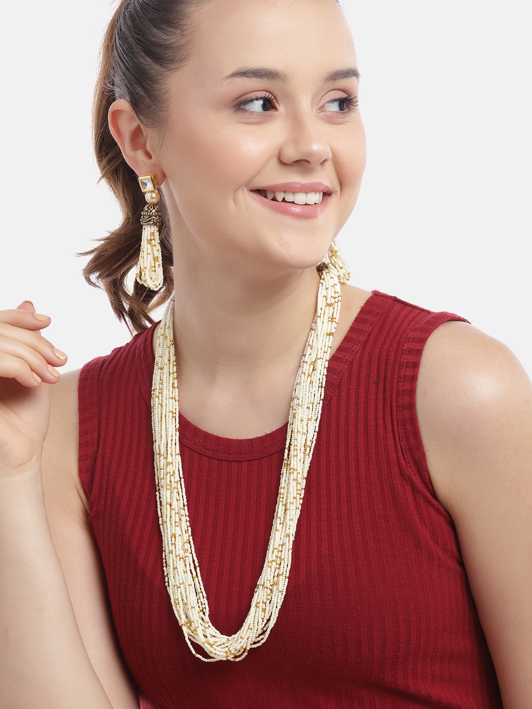 

Anouk Gold-Plated Layered Kundan Jewellery Set, White