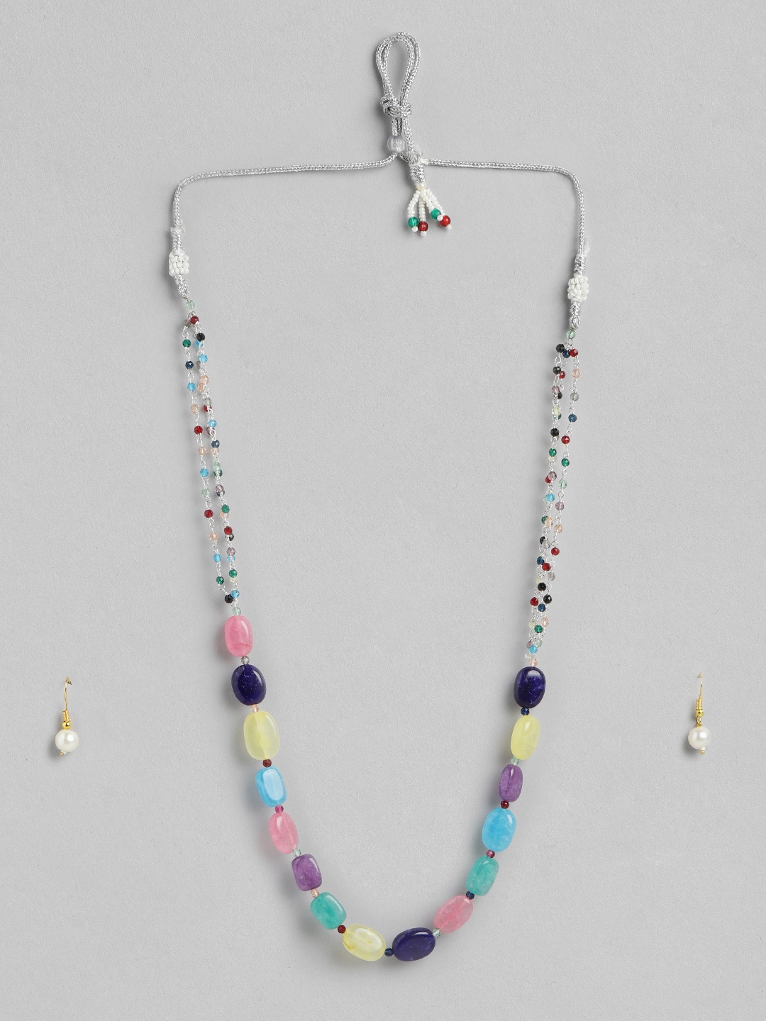 Anouk Silver-Plated Crystal-Studded Jewellery Set, Multi