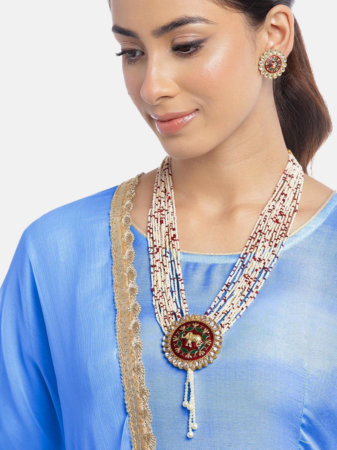 

Anouk Gold-Plated Kundan-Studded Layered Jewellery Set, White