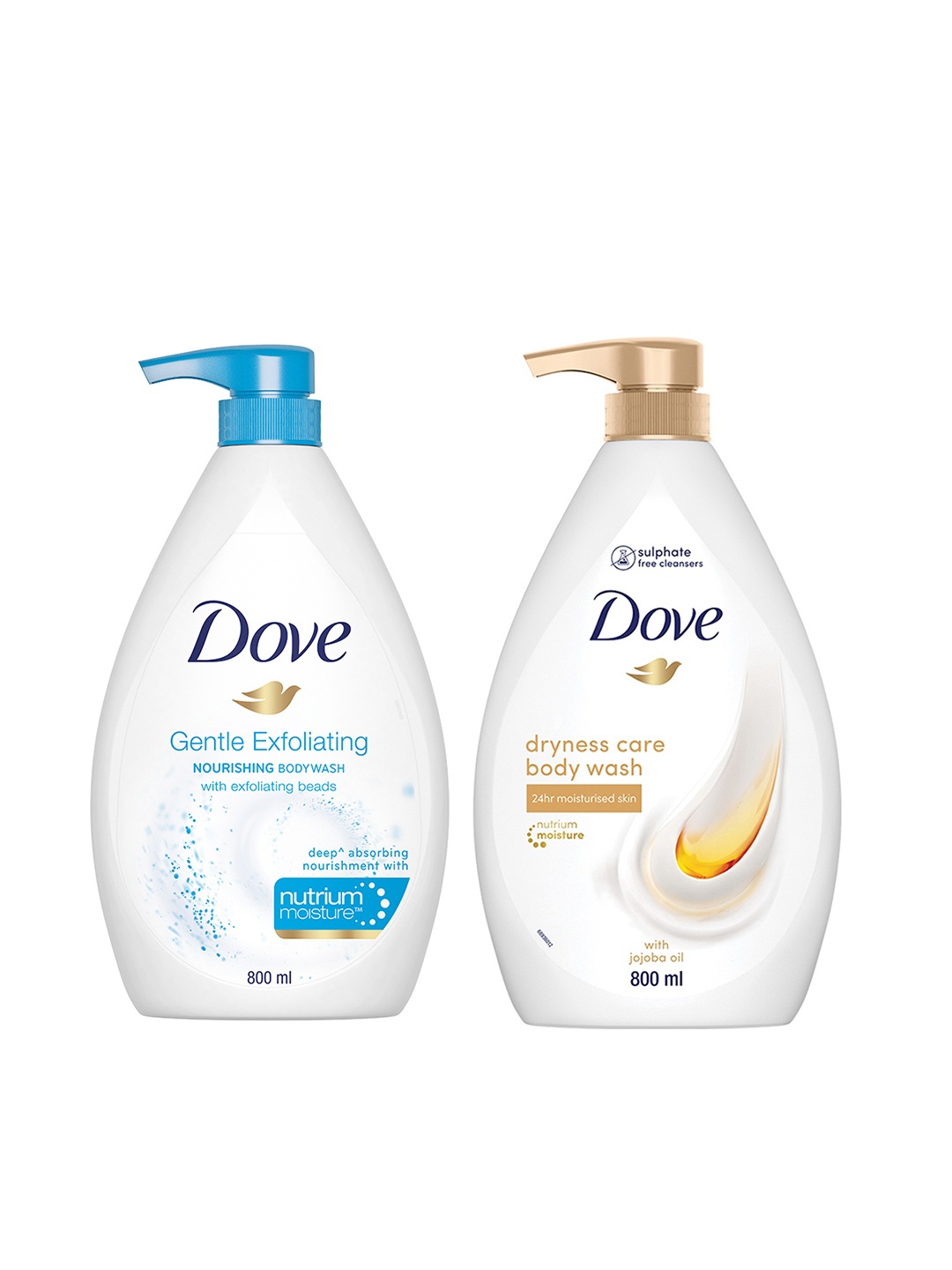 

Dove Set of 2 Dryness Care & Gentle Exfoliating Body Wash - 800ml each, White