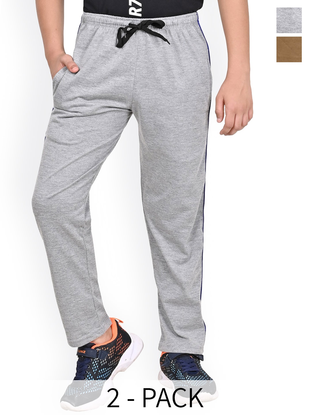 

BAESD Boys Pack Of 2 Cotton Mid Rise Track Pants, Grey