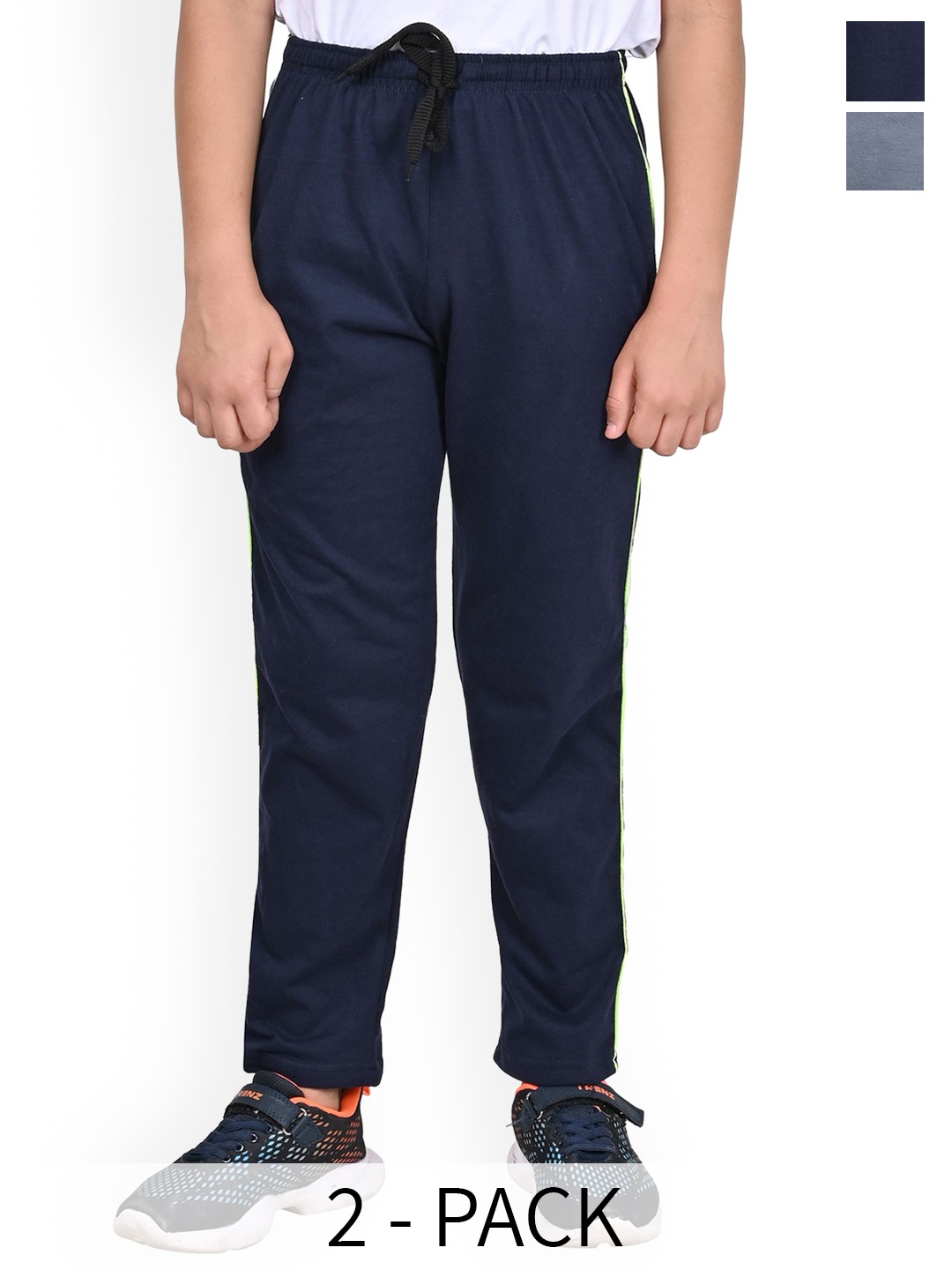 

BAESD Boys Pack Of 2 Pure Cotton Mid Rise Track Pants, Grey