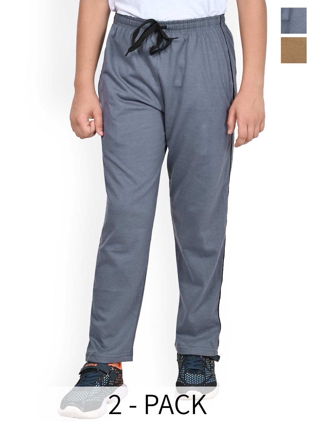 

BAESD Boys Pack Of 2 Mid Rise Cotton Regular Track Pants, Grey