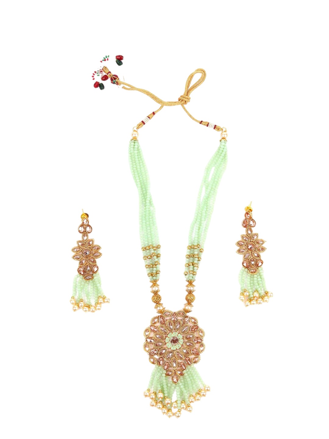 

ODETTE Women Pearl-Beaded Jewellery Set, Green