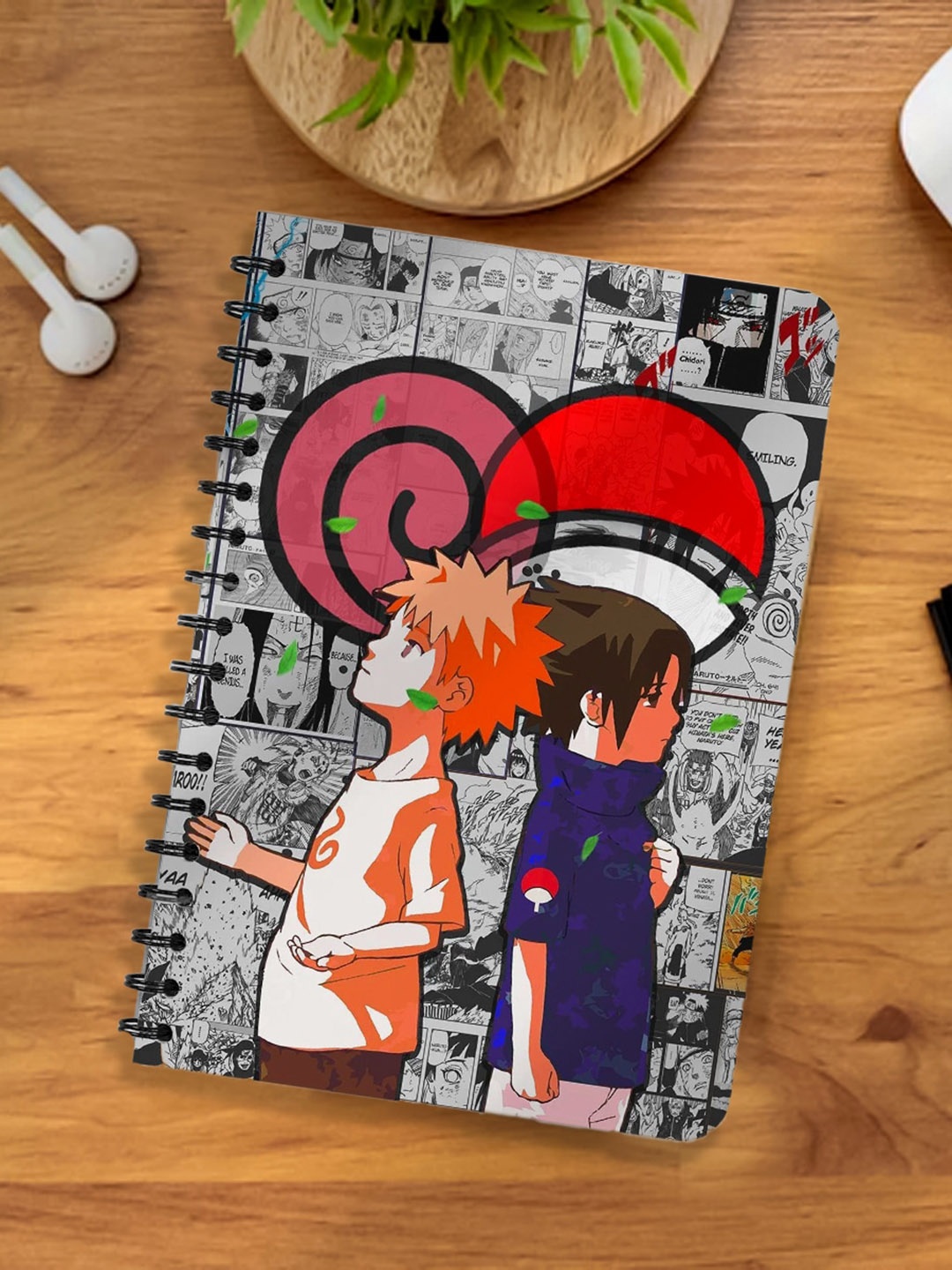 

COMICSENSE Naruto Anime Rivals Printed Spiral Unruled Notebook, Grey