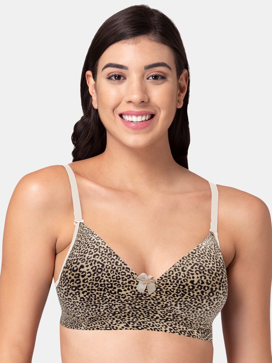 

Tweens Animal Printed Cotton T-shirt Bra - Full Coverage Lightly Padded, Beige