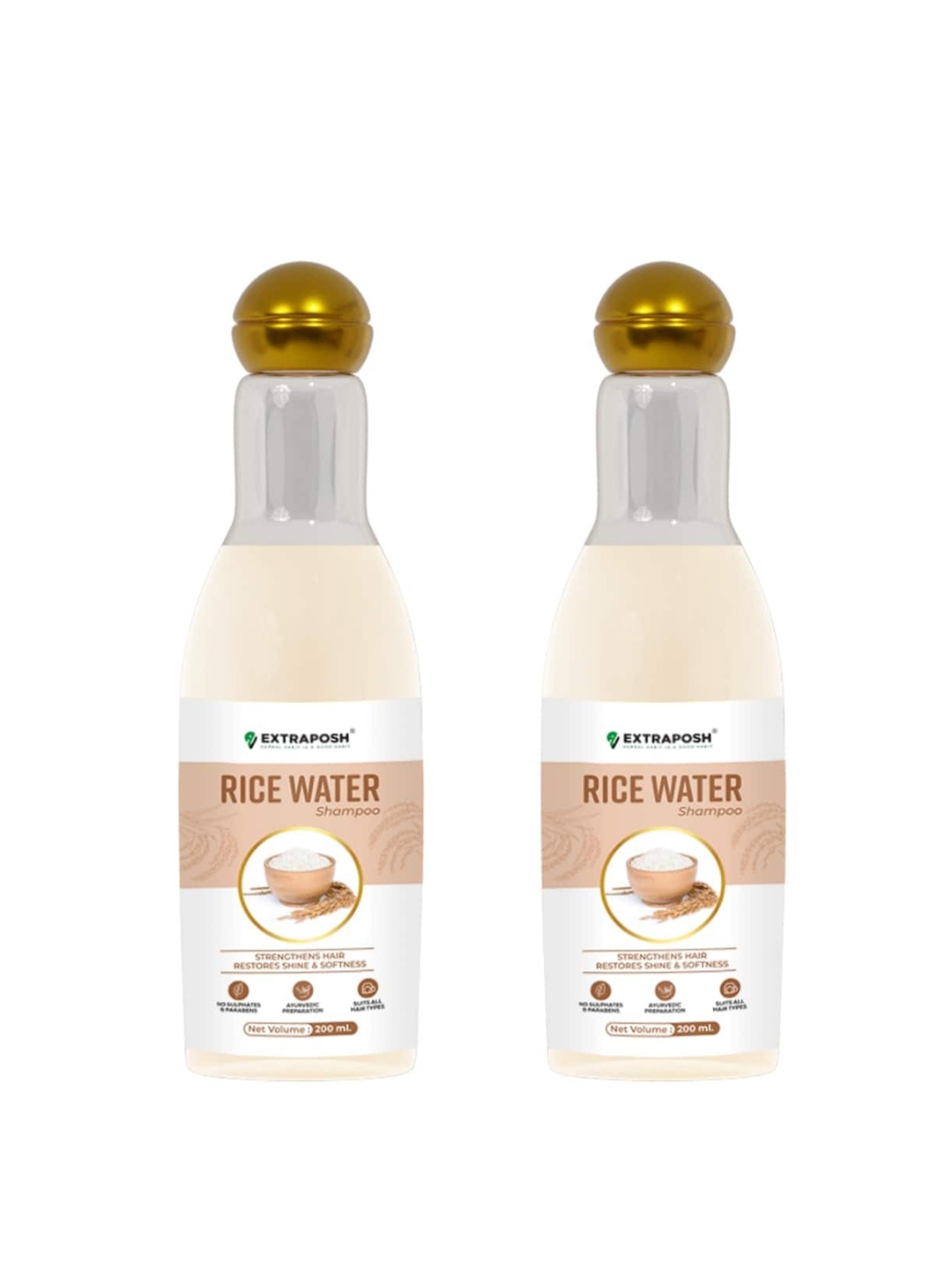 

Extraposh Set Of 2 Rice Water Shampoo For Damaged & Frizzy Hair - 200ml, Multi