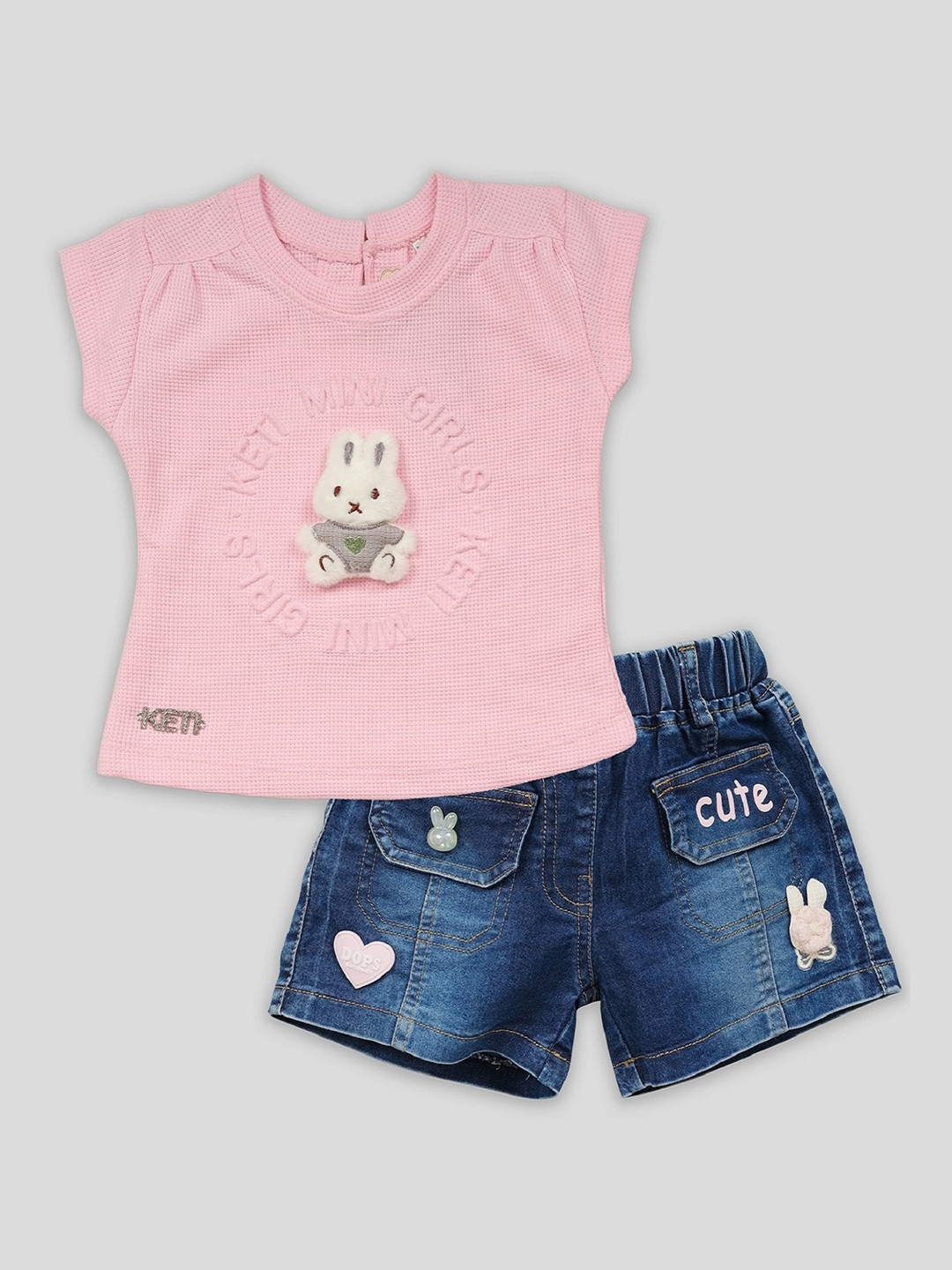 

Babys Day Girls Half Sleeve Pure Cotton T-shirt With Short, Pink