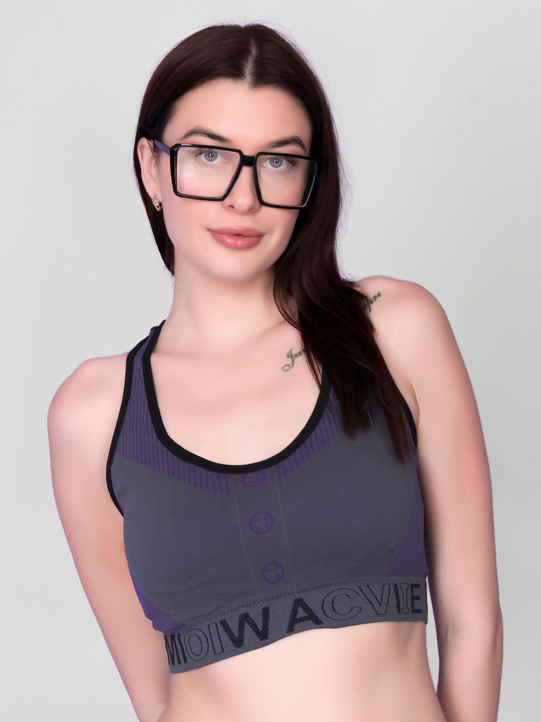 

Gopalvilla Workout Sports Bra - Full Coverage Lightly Padded, Purple