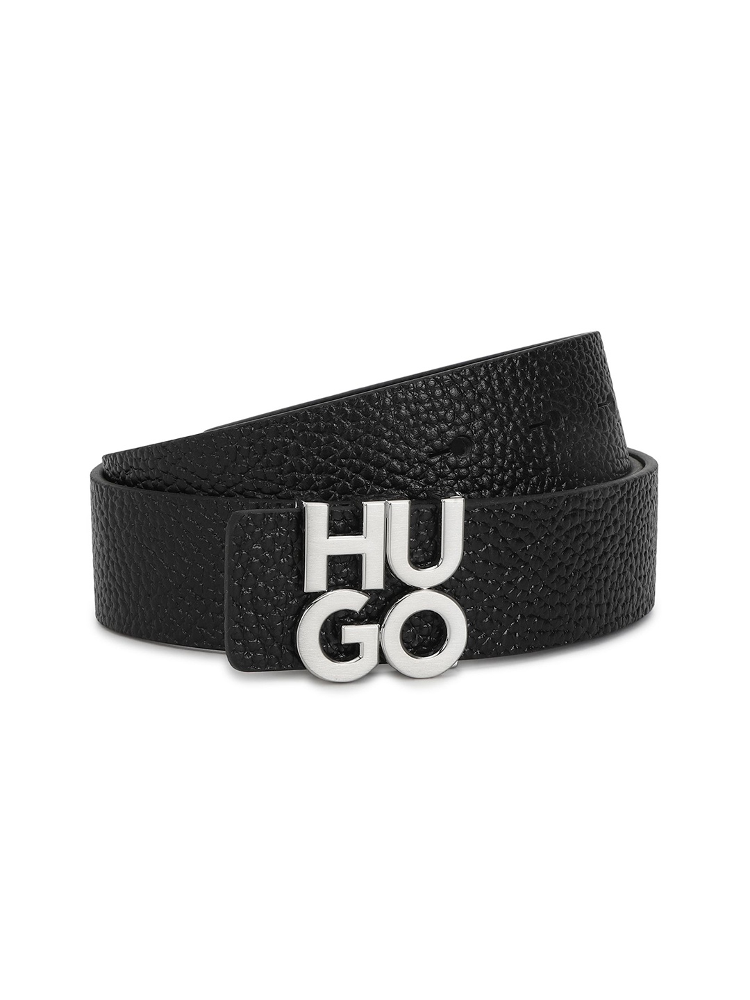 

HUGO Men Textured Leather Belt, Black