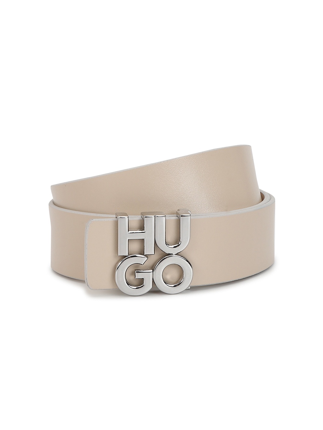 

HUGO Women Leather Belt, Beige