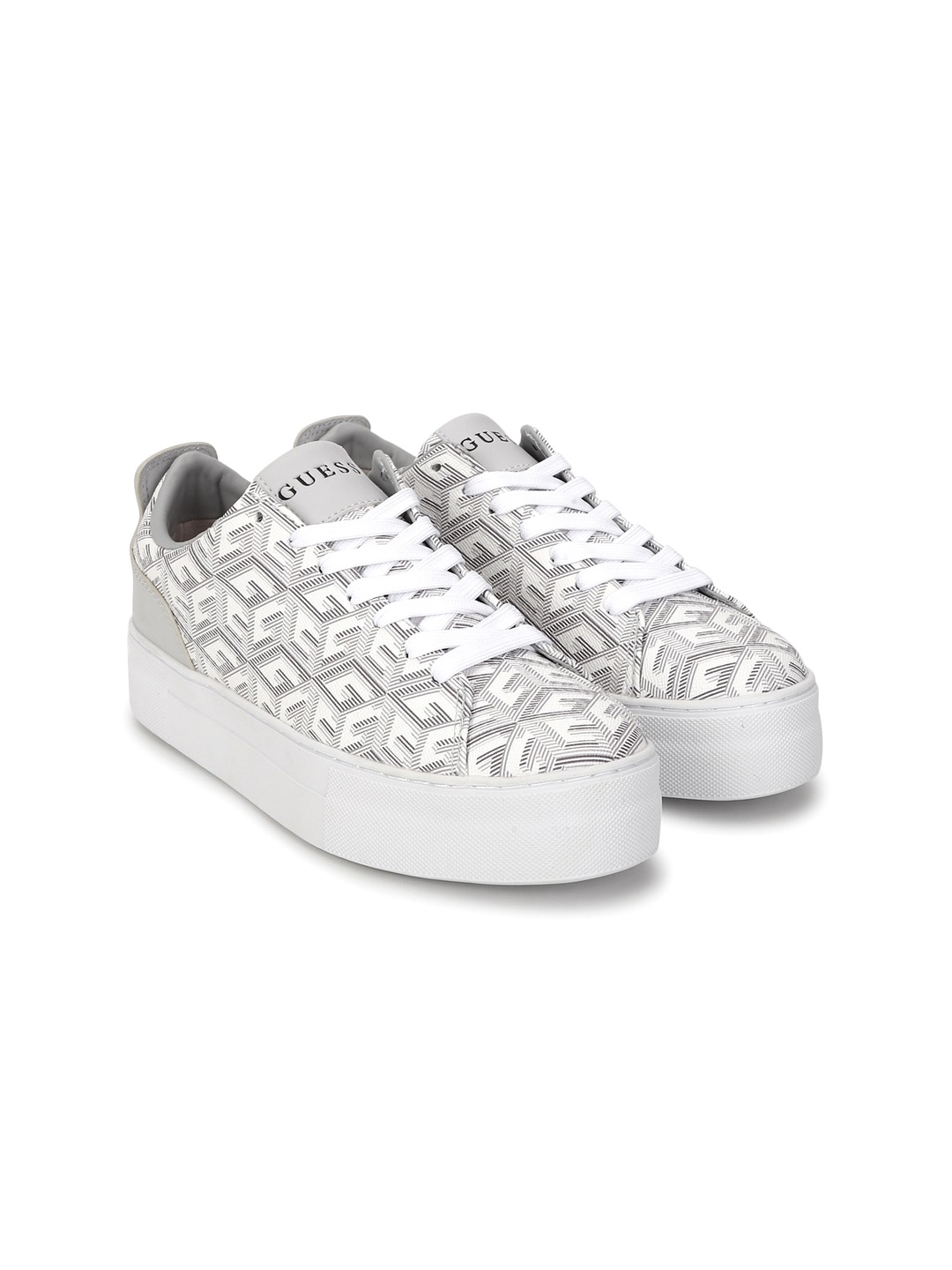 

GUESS Women Printed Round Toe Sneakers, White