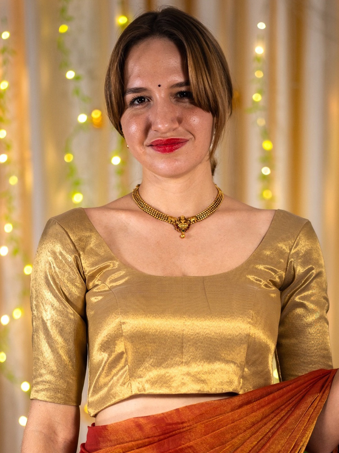 

I LOVE SAREES Silk Saree Blouse, Gold