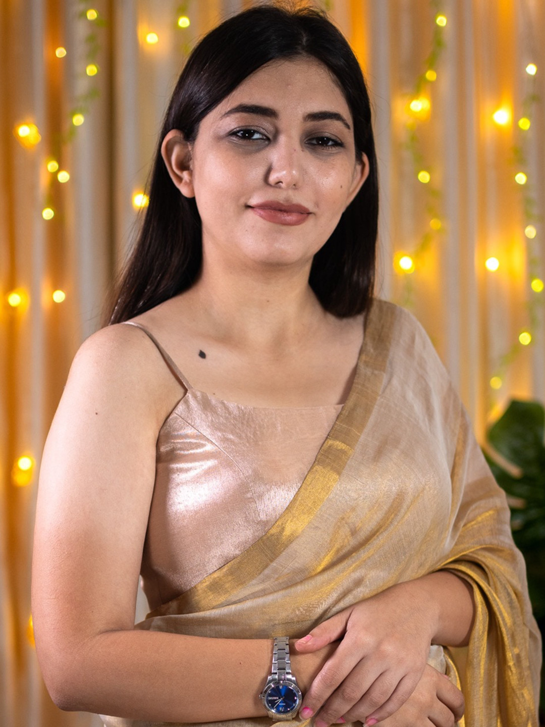

I LOVE SAREES Shoulder Straps Sleeveless Padded Saree Blouse, Pink