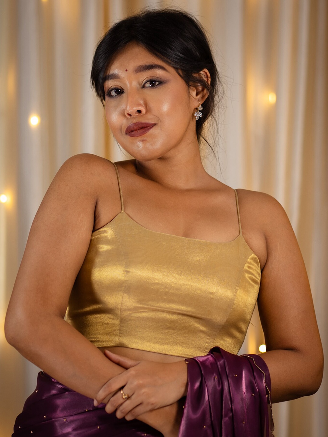 

I LOVE SAREES Sleeveless Saree Blouse, Gold
