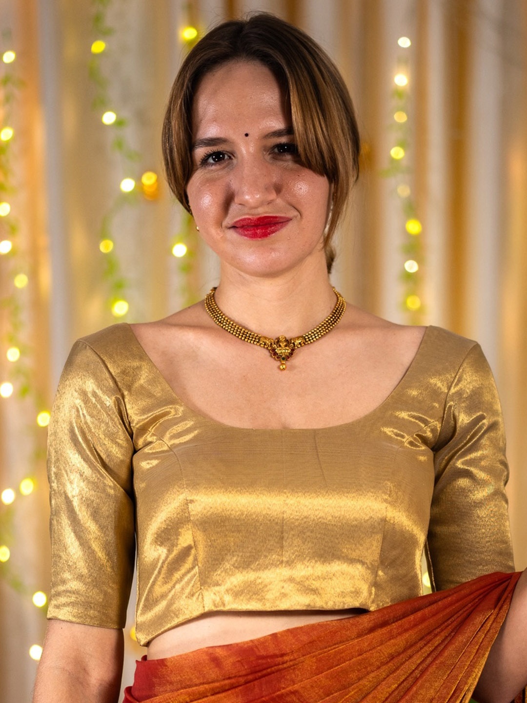 

I LOVE SAREES Silk Saree Blouse, Gold
