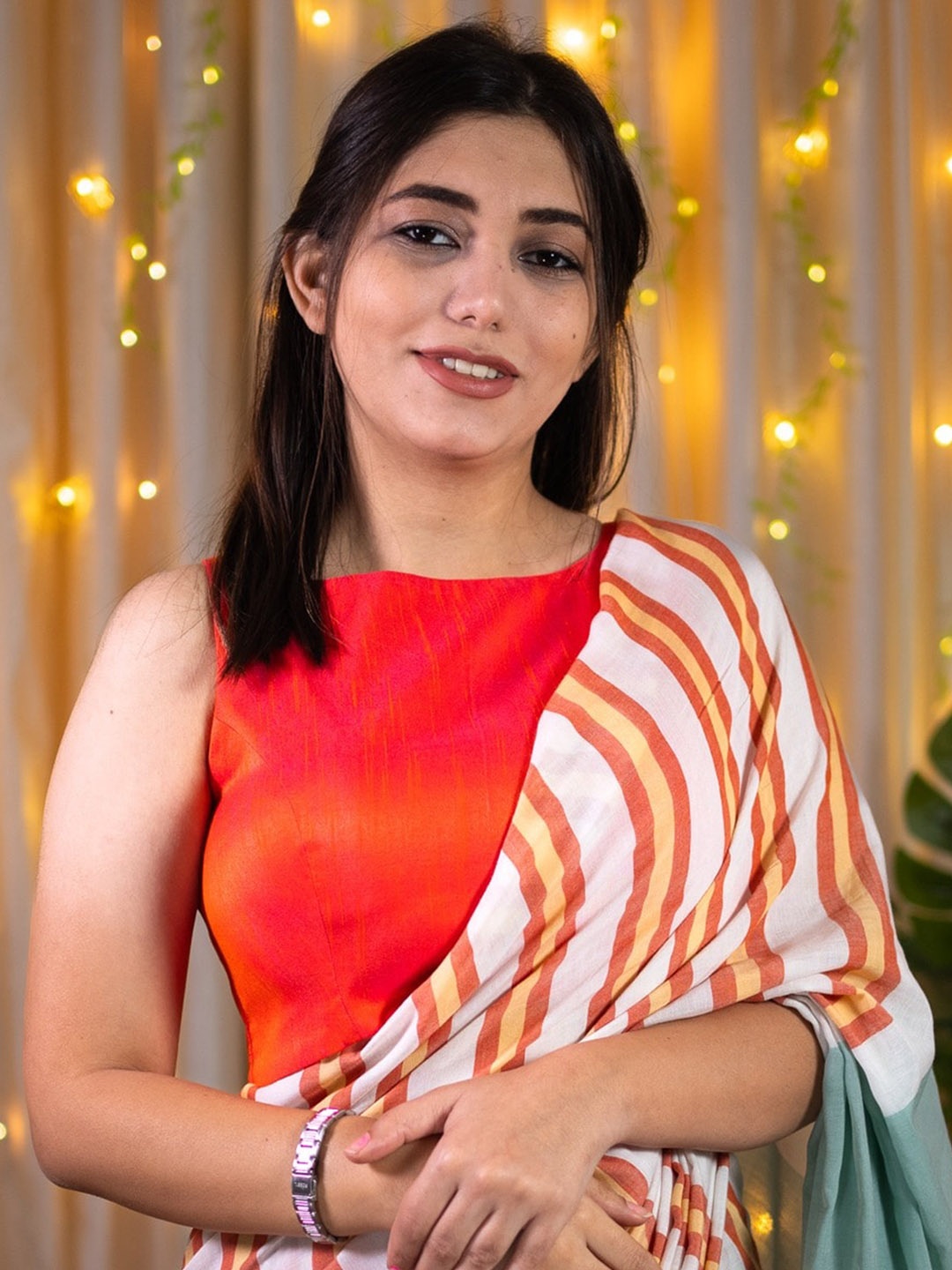 

I LOVE SAREES Padded Saree Blouse, Orange