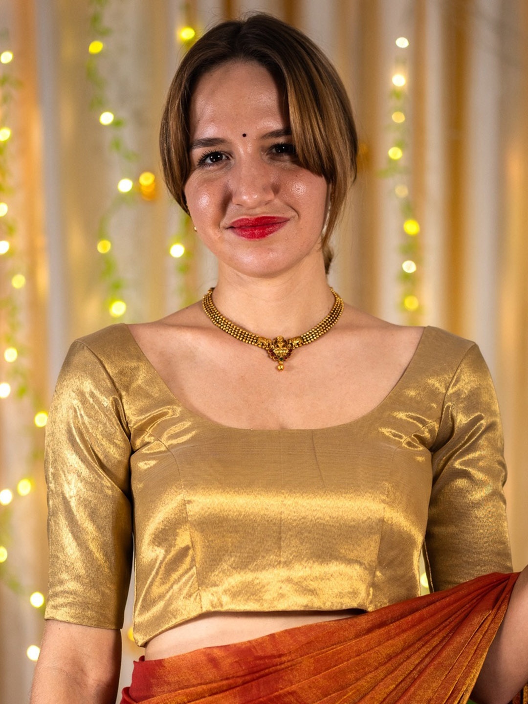 

I LOVE SAREES Silk Saree Blouse, Gold