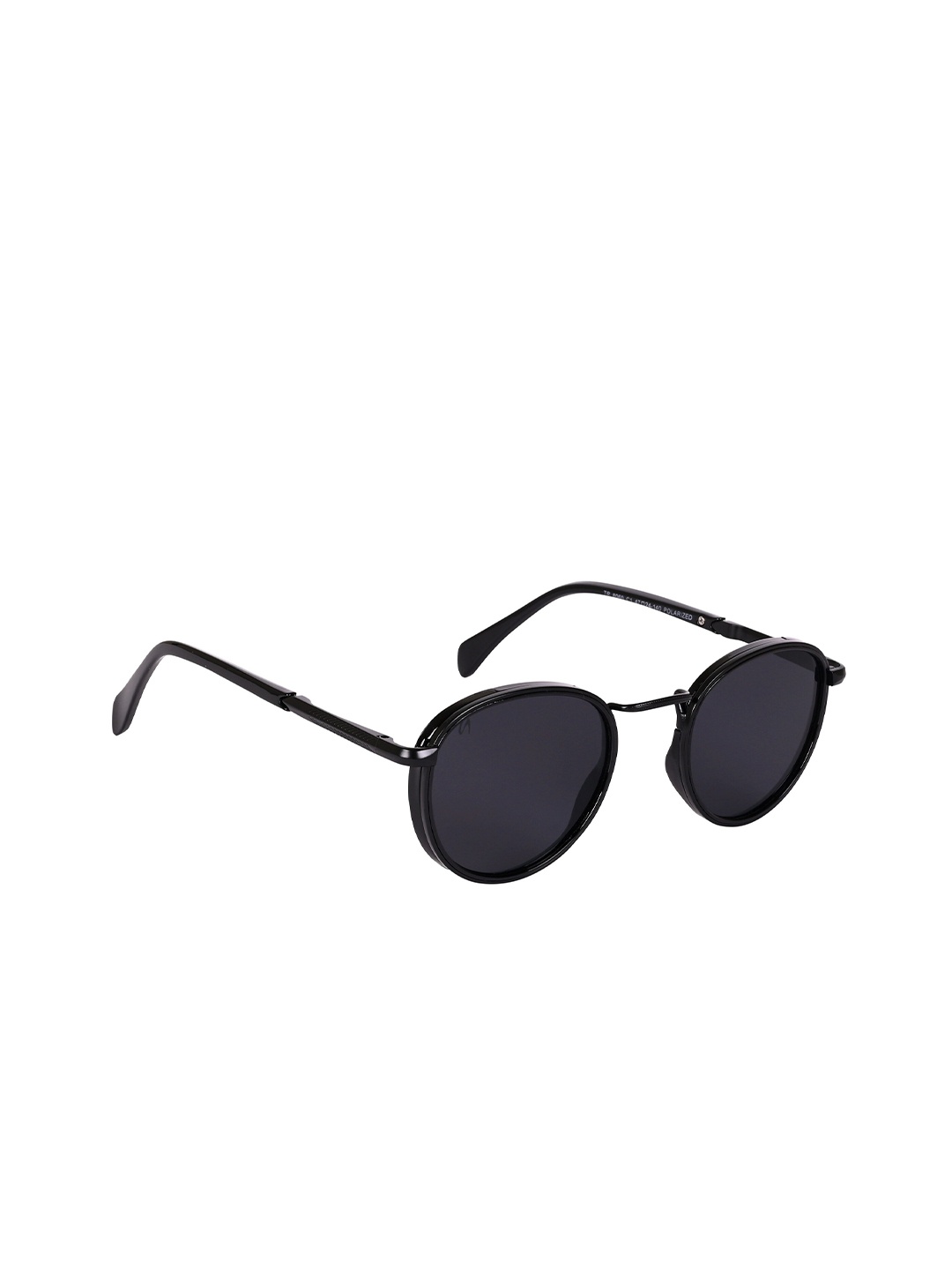 

AISLIN Unisex Round Sunglasses ES_13392-90-AS-8060-BLK-BLK-RD, Black