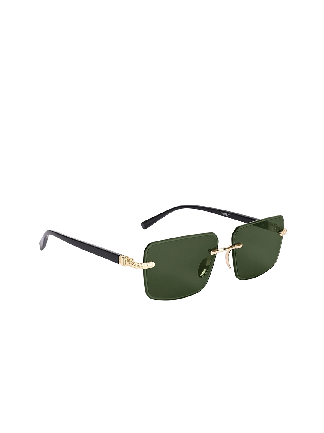 

AISLIN Unisex Rectangle Sunglasses ES_13349-89-AS-8577-G15-GLBK-RT-G15, Green