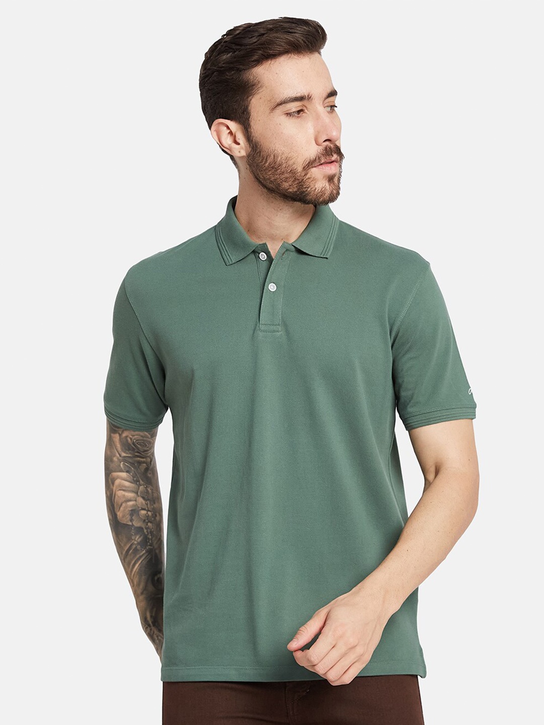 

Octave Polo Collar Cotton T-shirt, Green