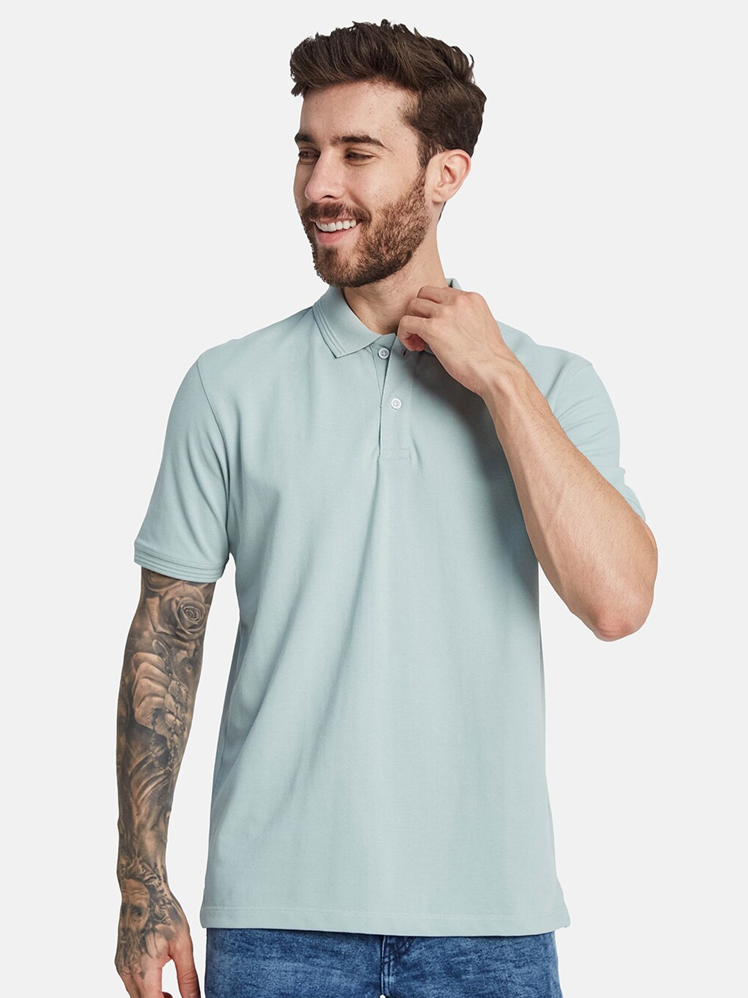 

Octave Polo Collar Cotton T-shirt, Blue