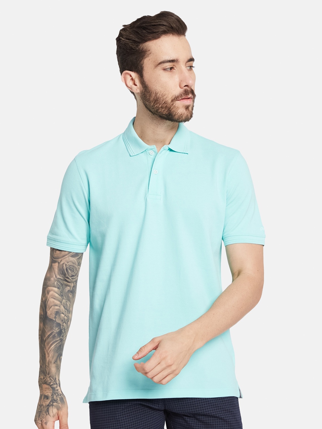 

Octave Polo Collar Cotton T-shirt, Sea green