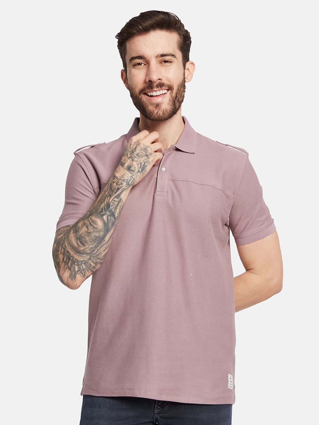 

Octave Polo Collar Short Sleeves Regular Fit Cotton T-shirt, Pink