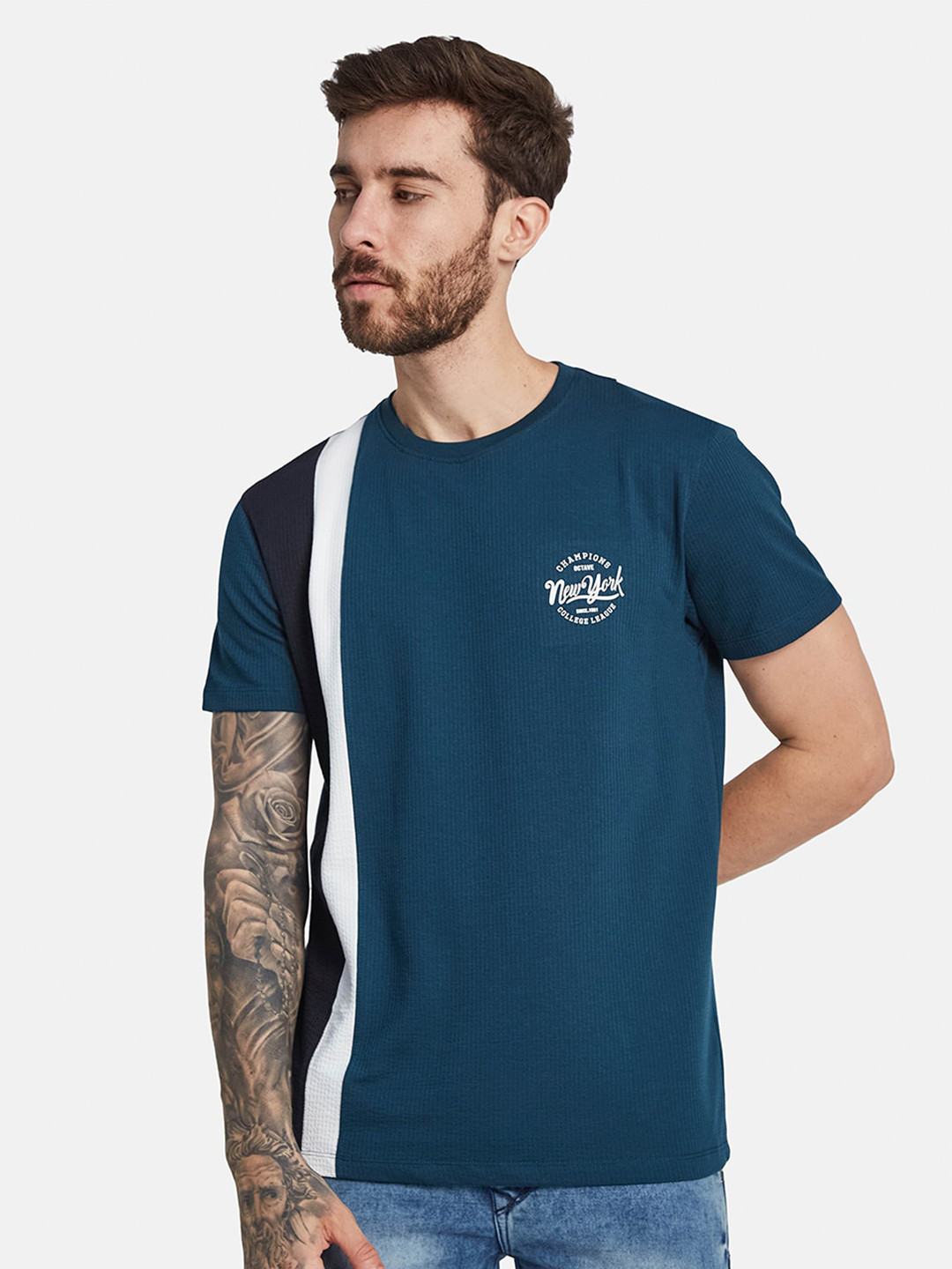 

Octave Round Neck Short Sleeves Regular Fit Cotton T-shirt, Green