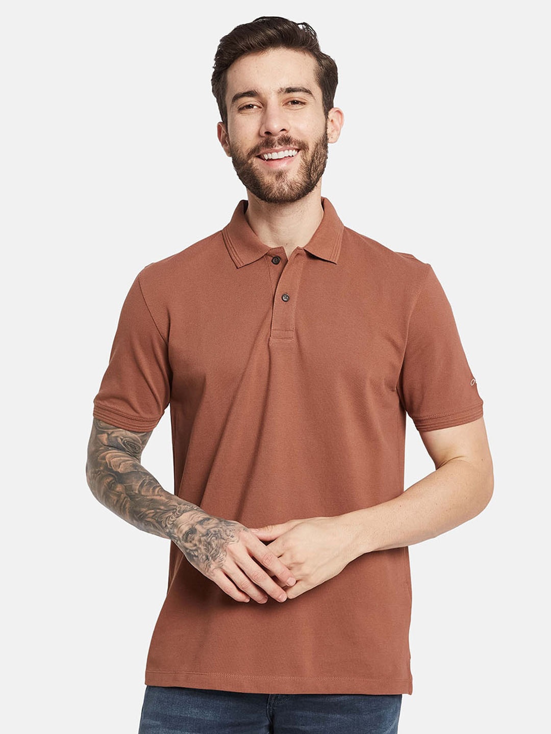 

Octave Polo Collar Cotton T-shirt, Brown