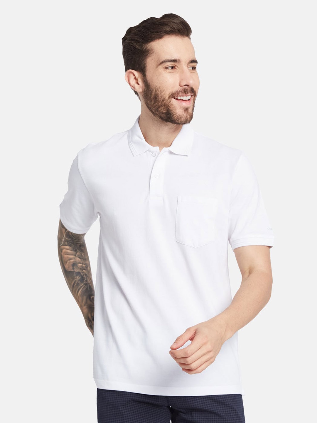 

Octave Polo Collar Short Sleeves Regular Fit Cotton T-shirt, White