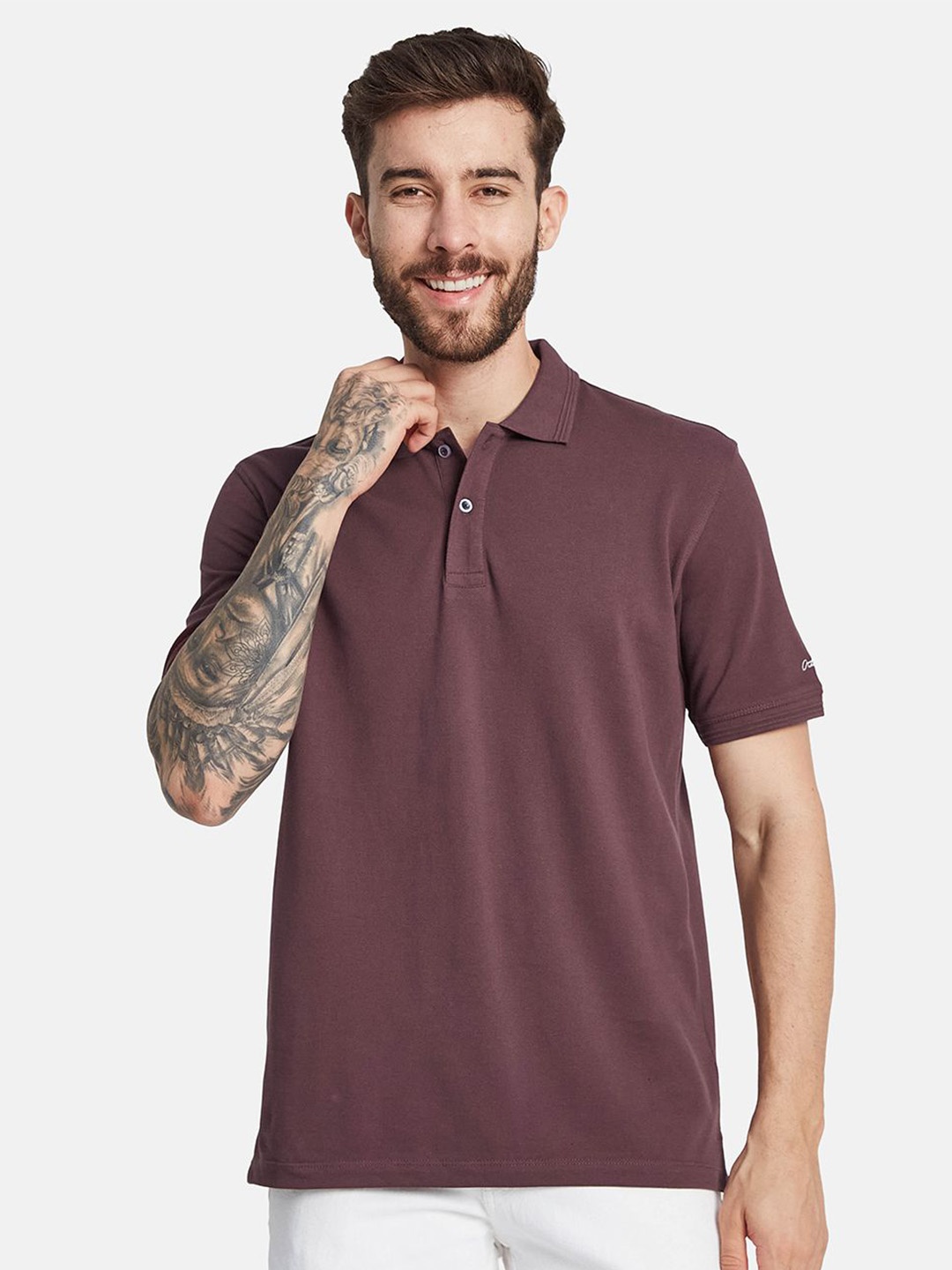 

Octave Polo Collar Cotton T-shirt, Purple