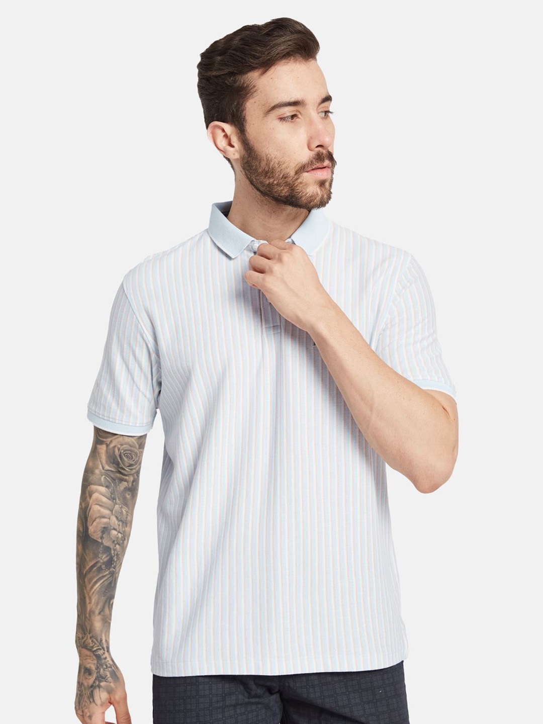 

Octave Polo Collar Cotton T-shirt, Blue