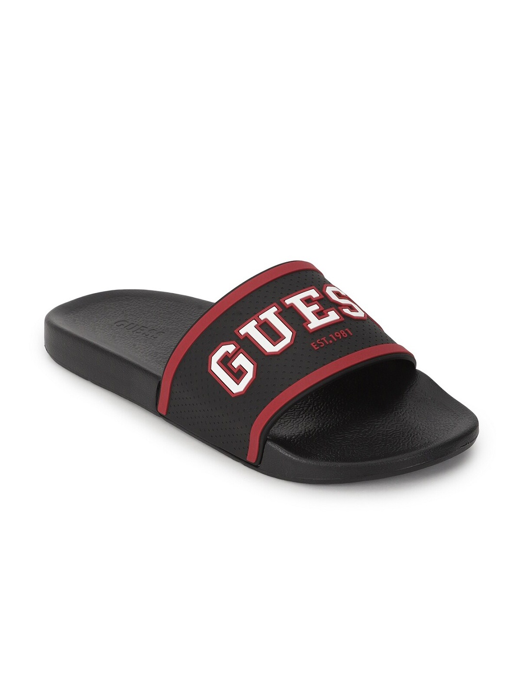 

GUESS Men Printed Sliders, Black