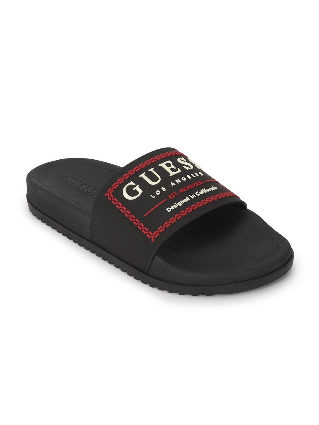 

GUESS Men Printed Sliders, Black
