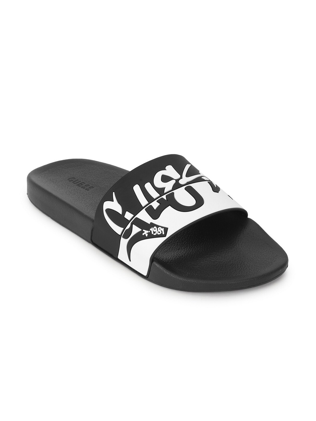 

GUESS Men Printed Sliders, Black