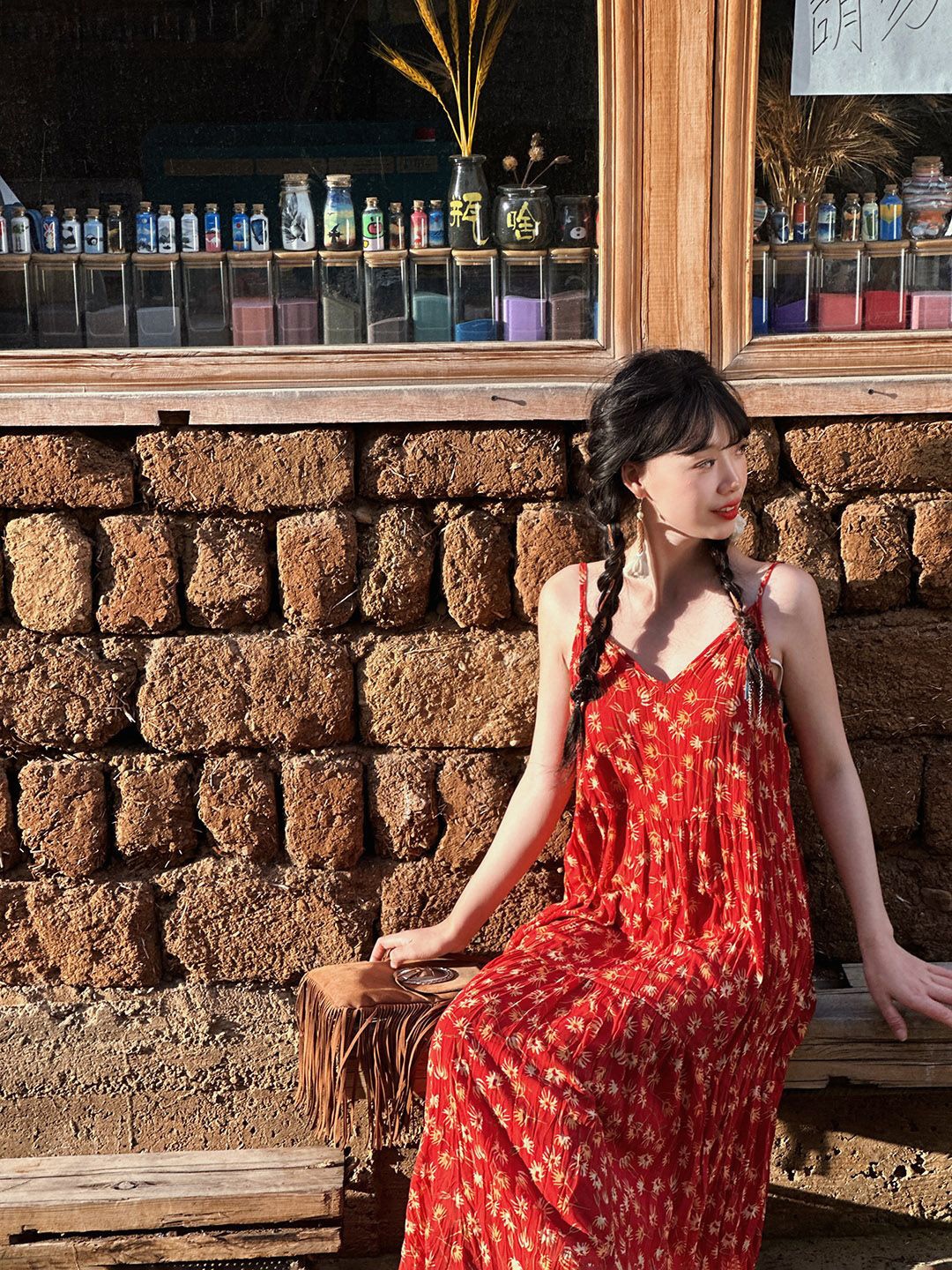 

JC Mode Abstract Printed Cotton Maxi Dress, Orange