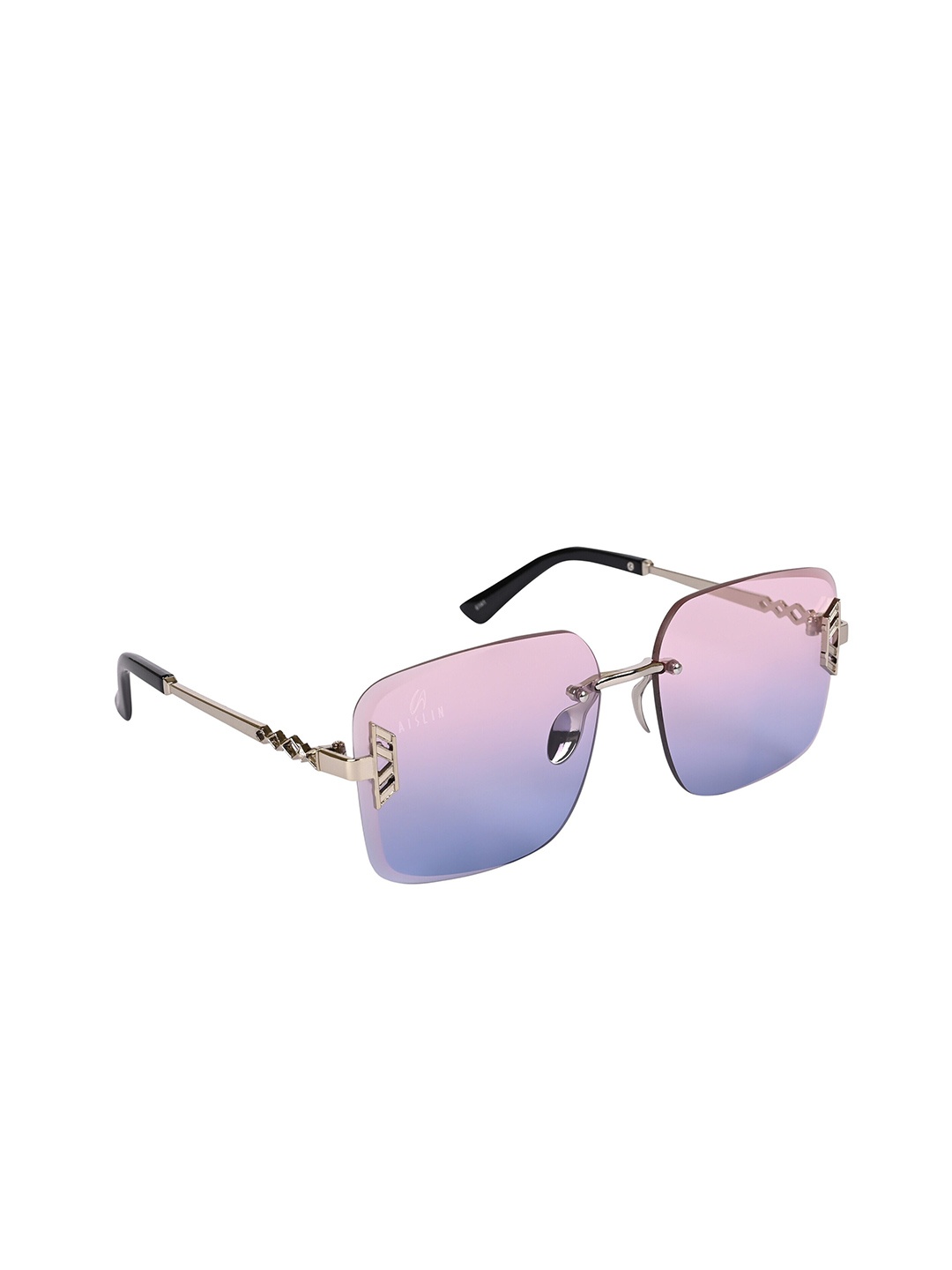 

AISLIN Unisex Rectangle Sunglasses & UV Protected Lens ES_12998-87-AS-6141-PKBL-SVR-RTSQ, Pink