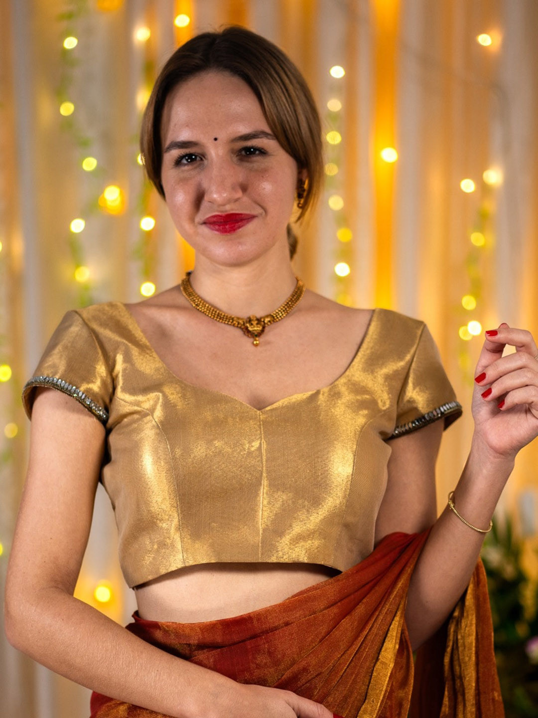 

I LOVE SAREES Silk Saree Blouse, Gold