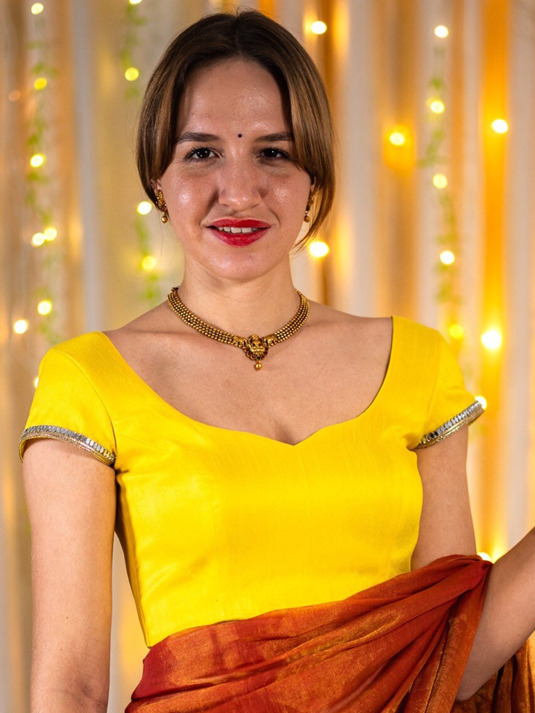 

I LOVE SAREES Silk Saree Blouse, Yellow