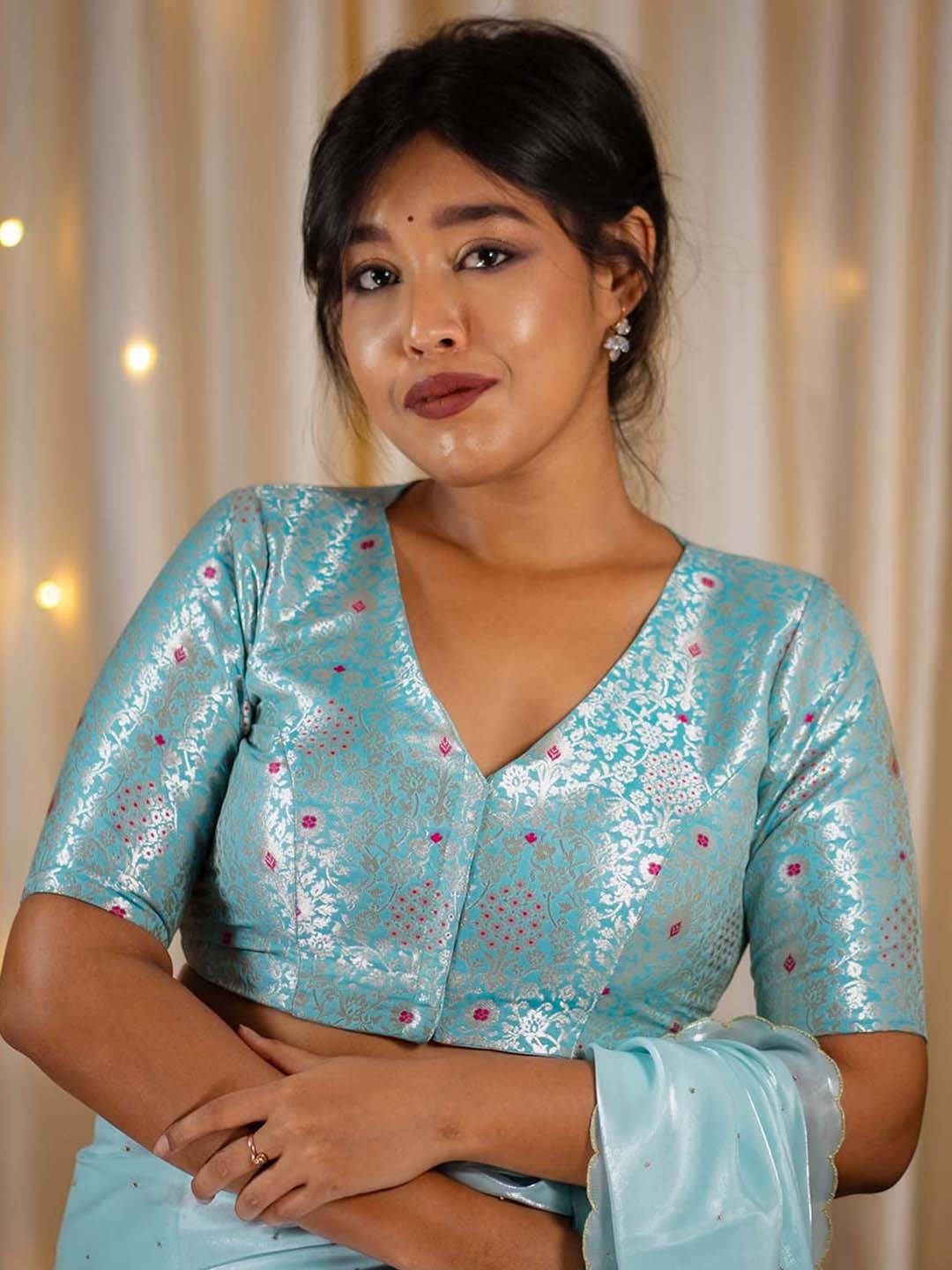 

I LOVE SAREES Silk Saree Blouse, Blue