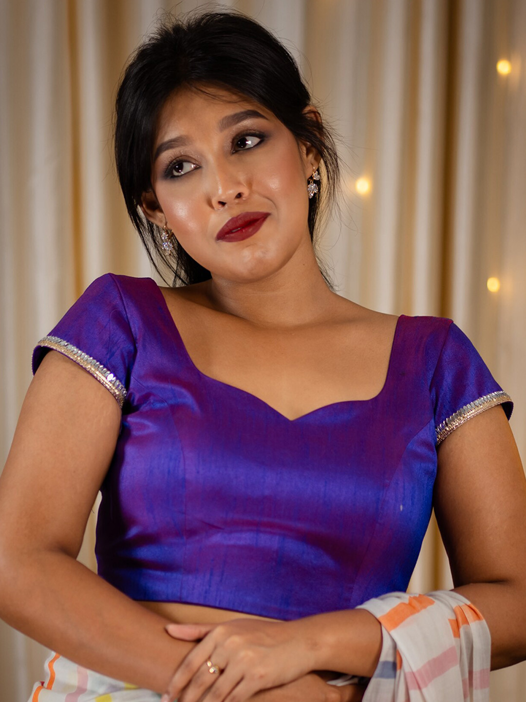 

I LOVE SAREES Silk Saree Blouse, Purple