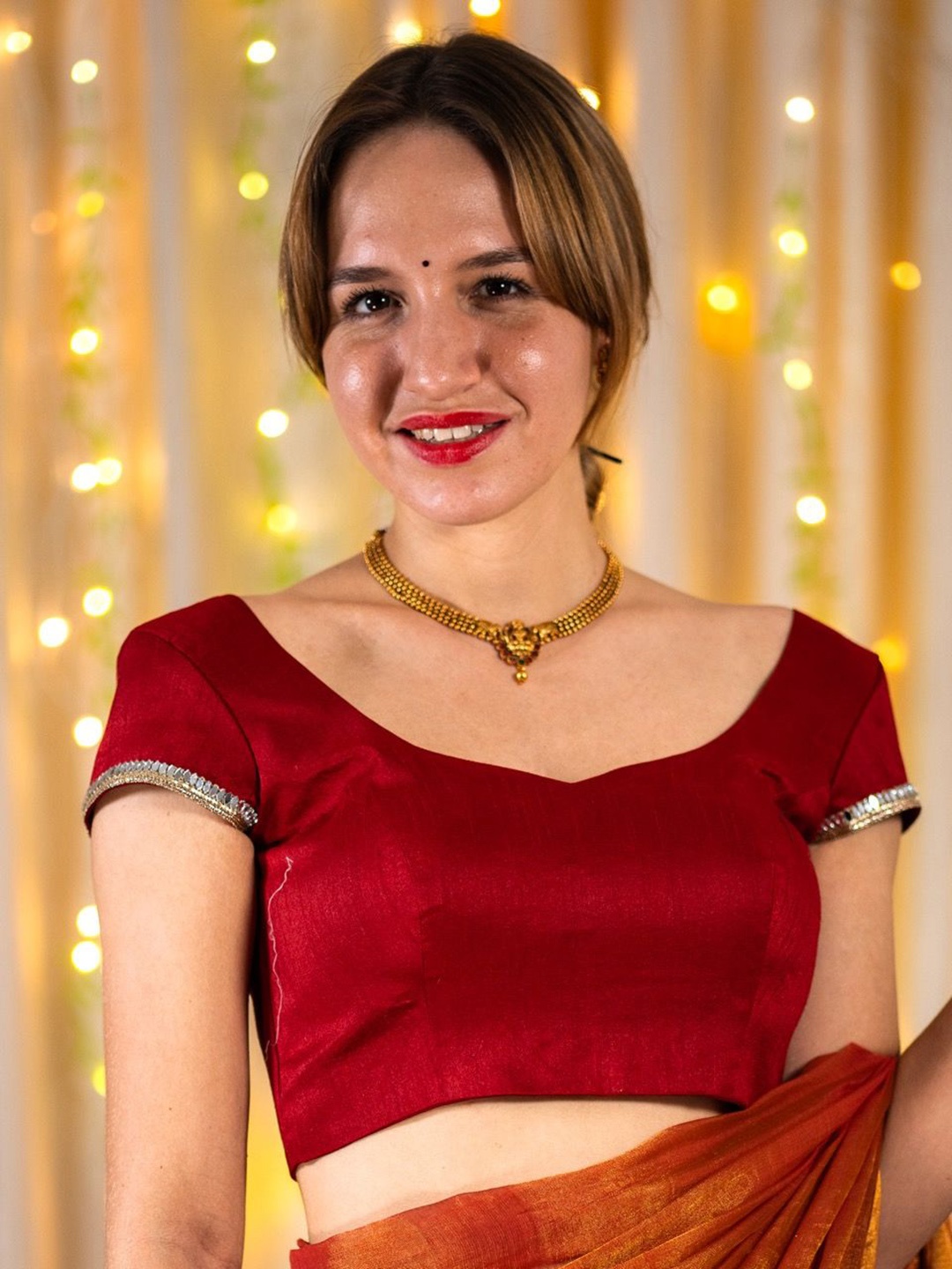 

I LOVE SAREES Embellished Padded Readymade Saree Blouse, Maroon