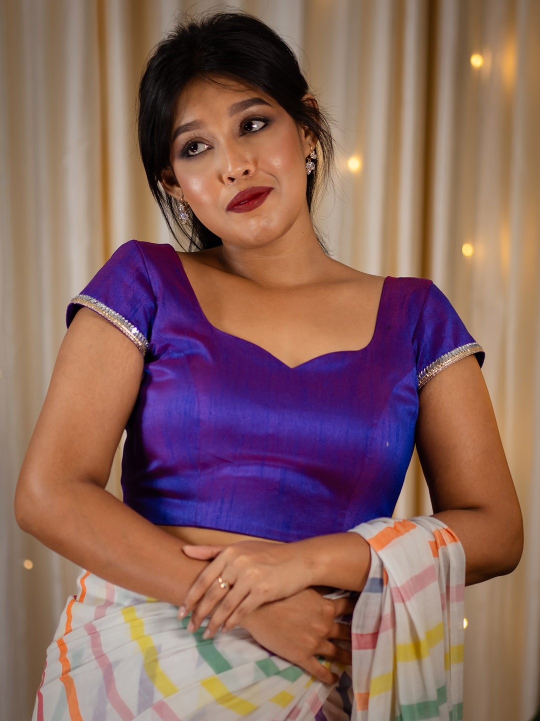 

I LOVE SAREES Silk Saree Blouse, Purple