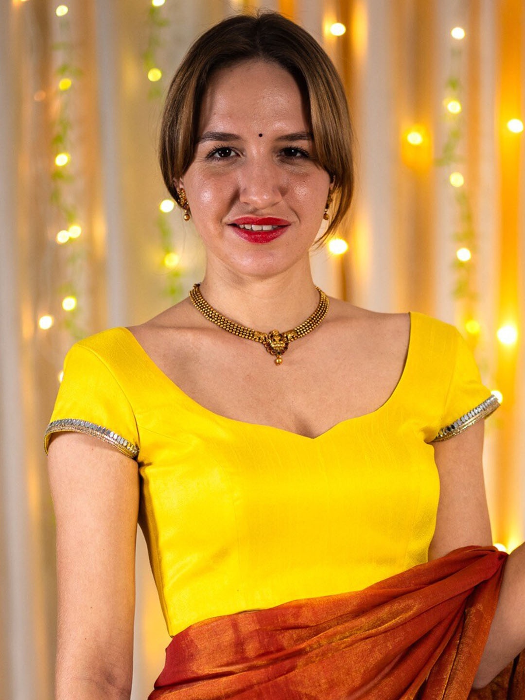 

I LOVE SAREES Silk Saree Blouse, Yellow