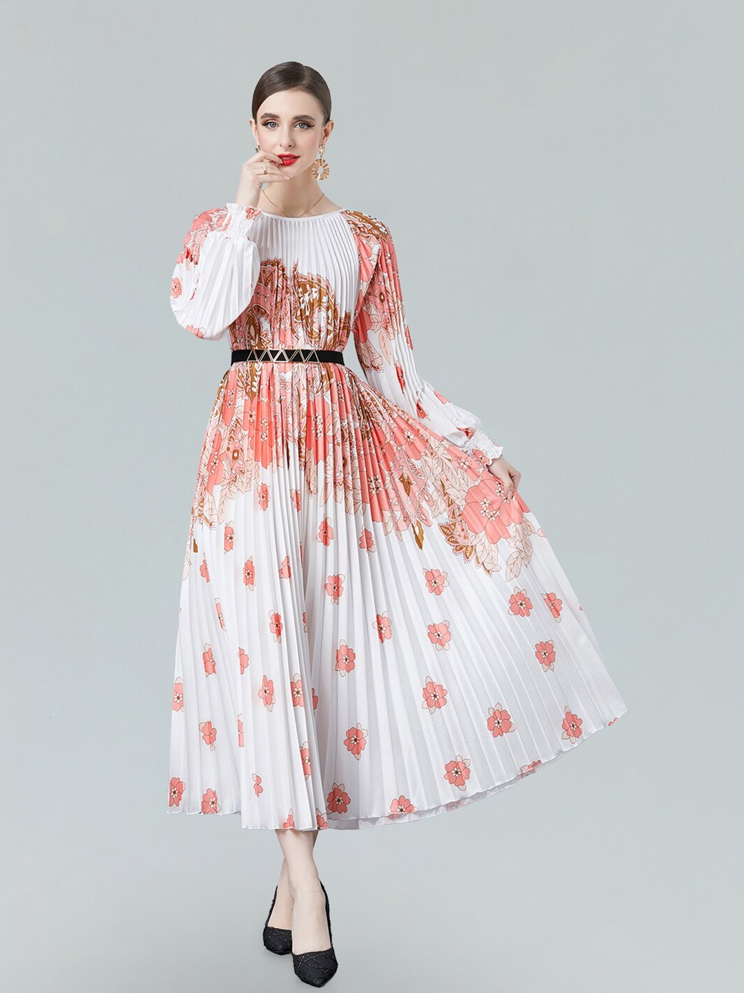 

JC Collection Floral Printed Fit & Flare Maxi Dress, Pink