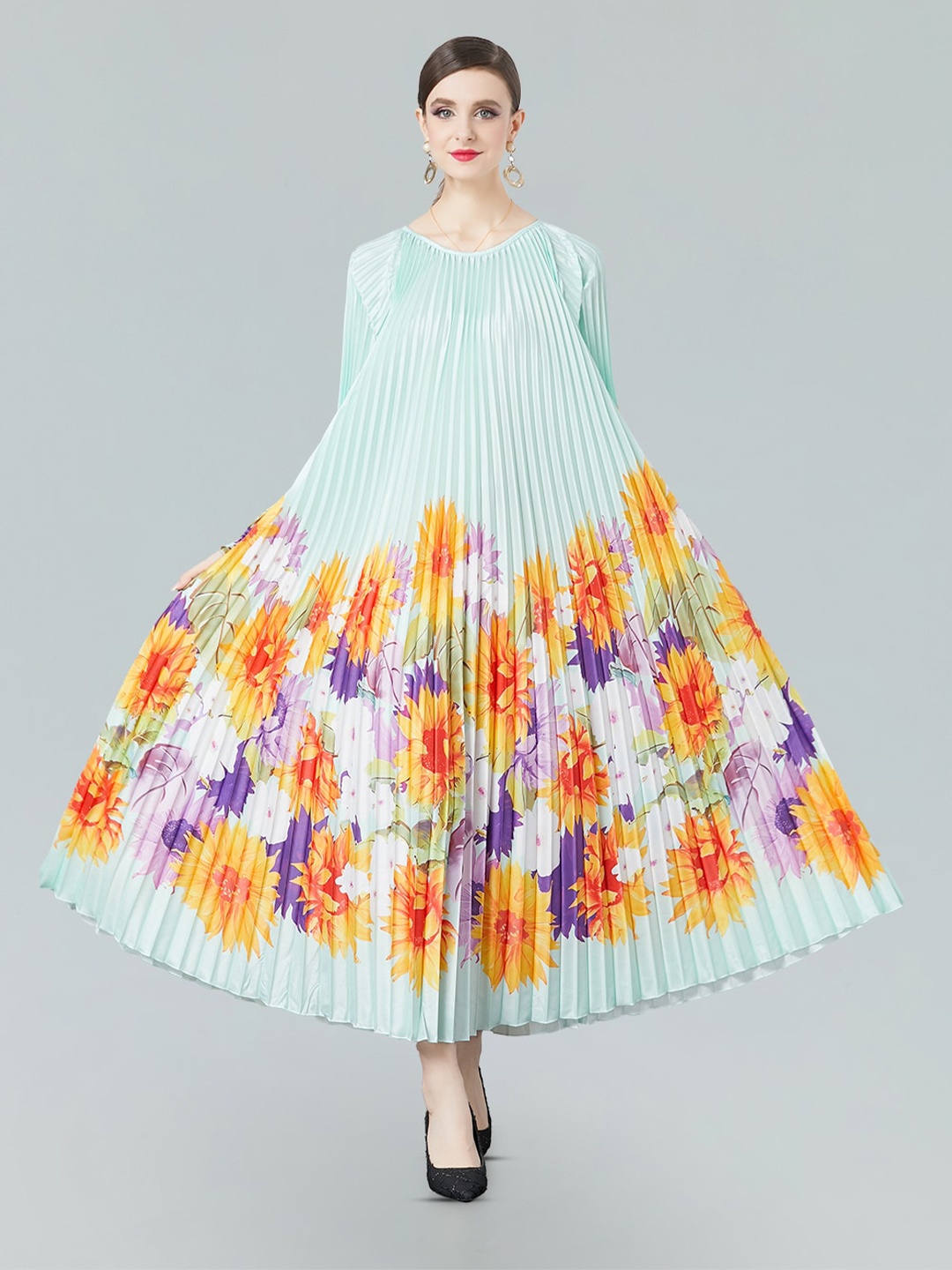 

JC Collection Floral Printed Fit & Flare Maxi Dress, Green