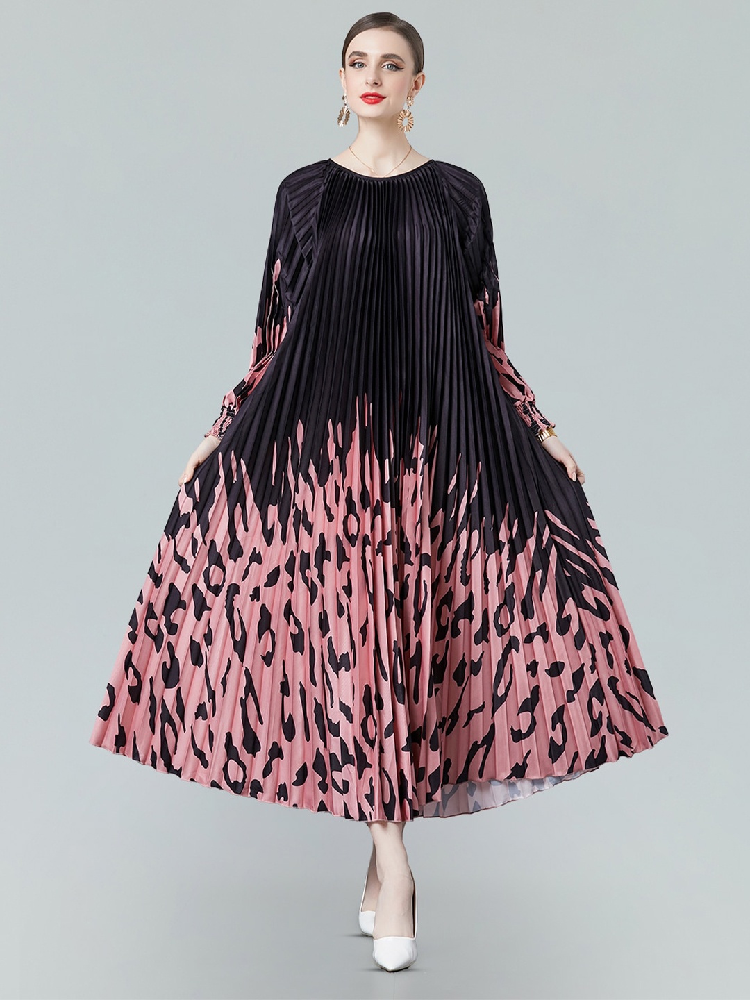 

JC Collection Abstract Printed A-Line Midi Dress, Pink