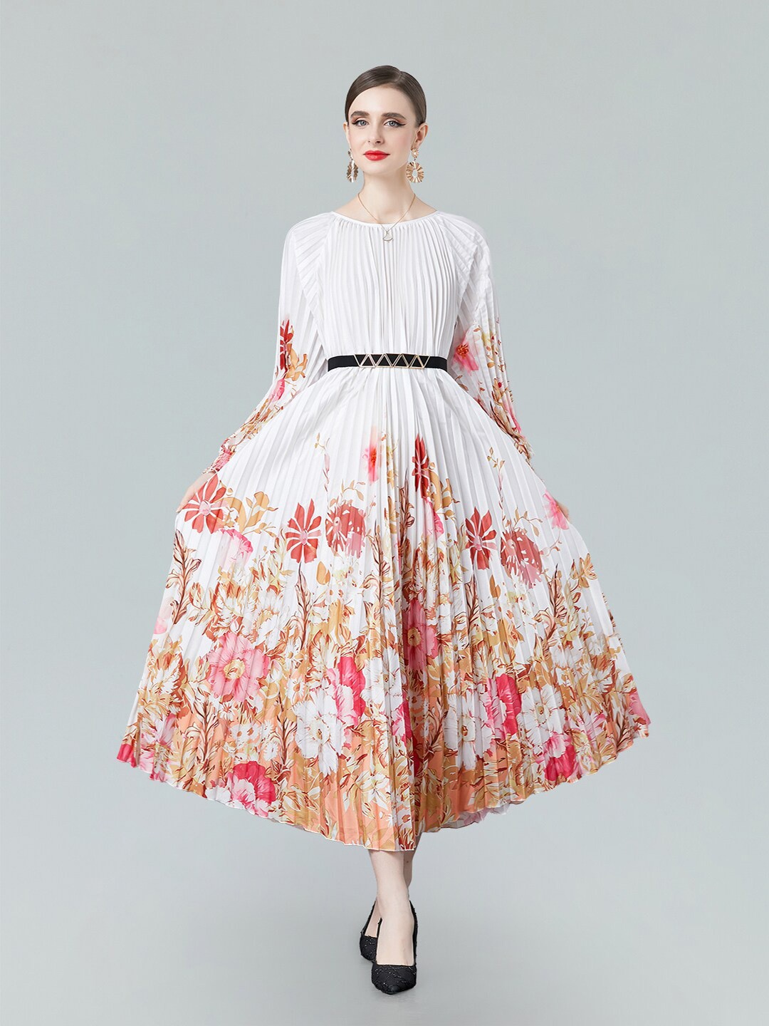 

JC Collection Floral Printed Fit & Flare Midi Dress, White